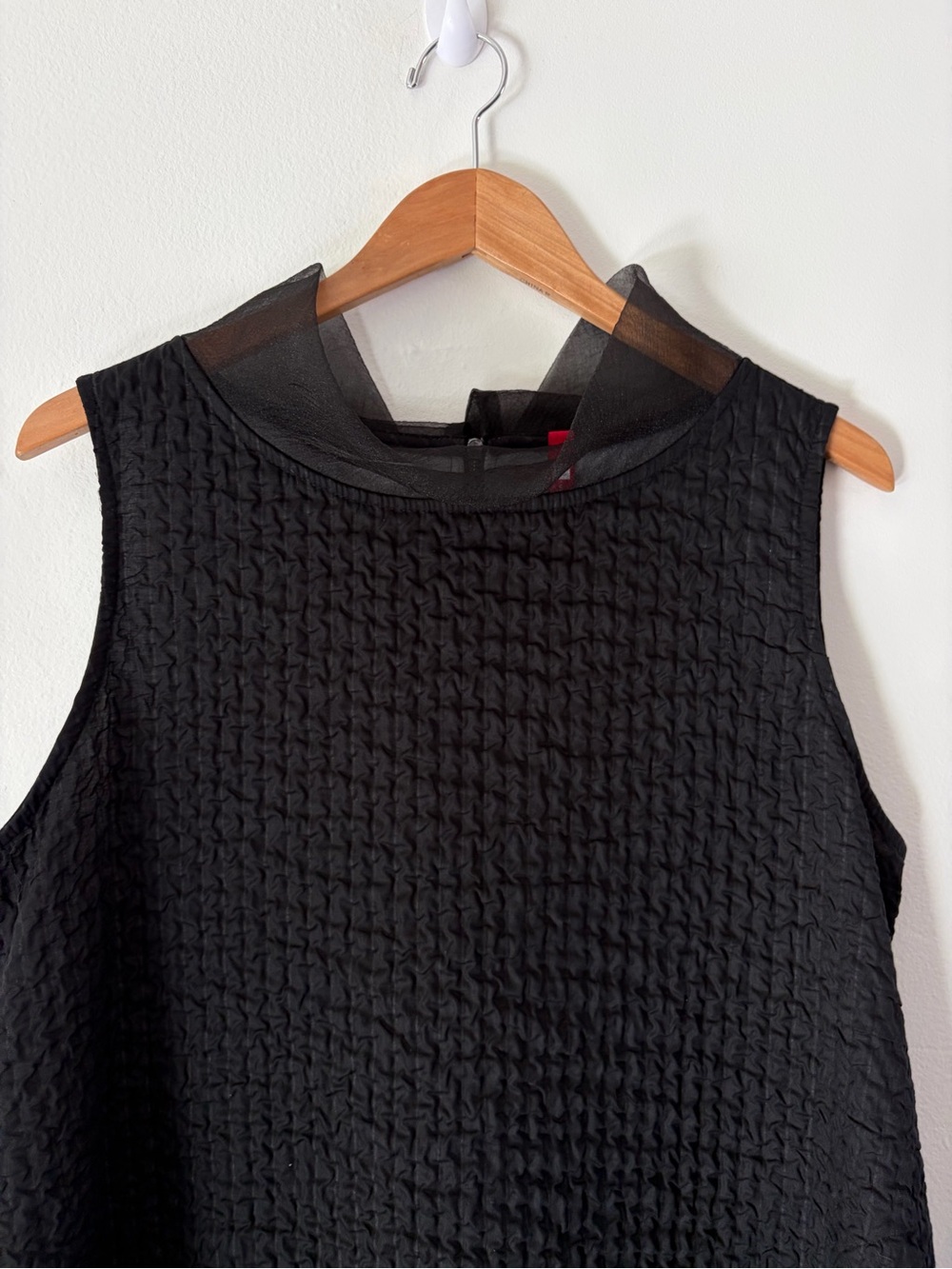 IC Collection Black Organza Stand Collar Sleeveless Balloon Dress Size Large - Picture 3 of 13
